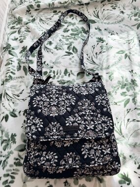 Vera Bradley Black and White Quilted Floral Crossbody